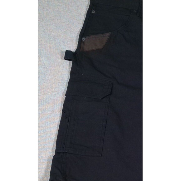 New Wrangler‎ Workwear Carpenter Shorts Mens 44 Black Ripstop Canvas Cargo - Picture 5 of 14